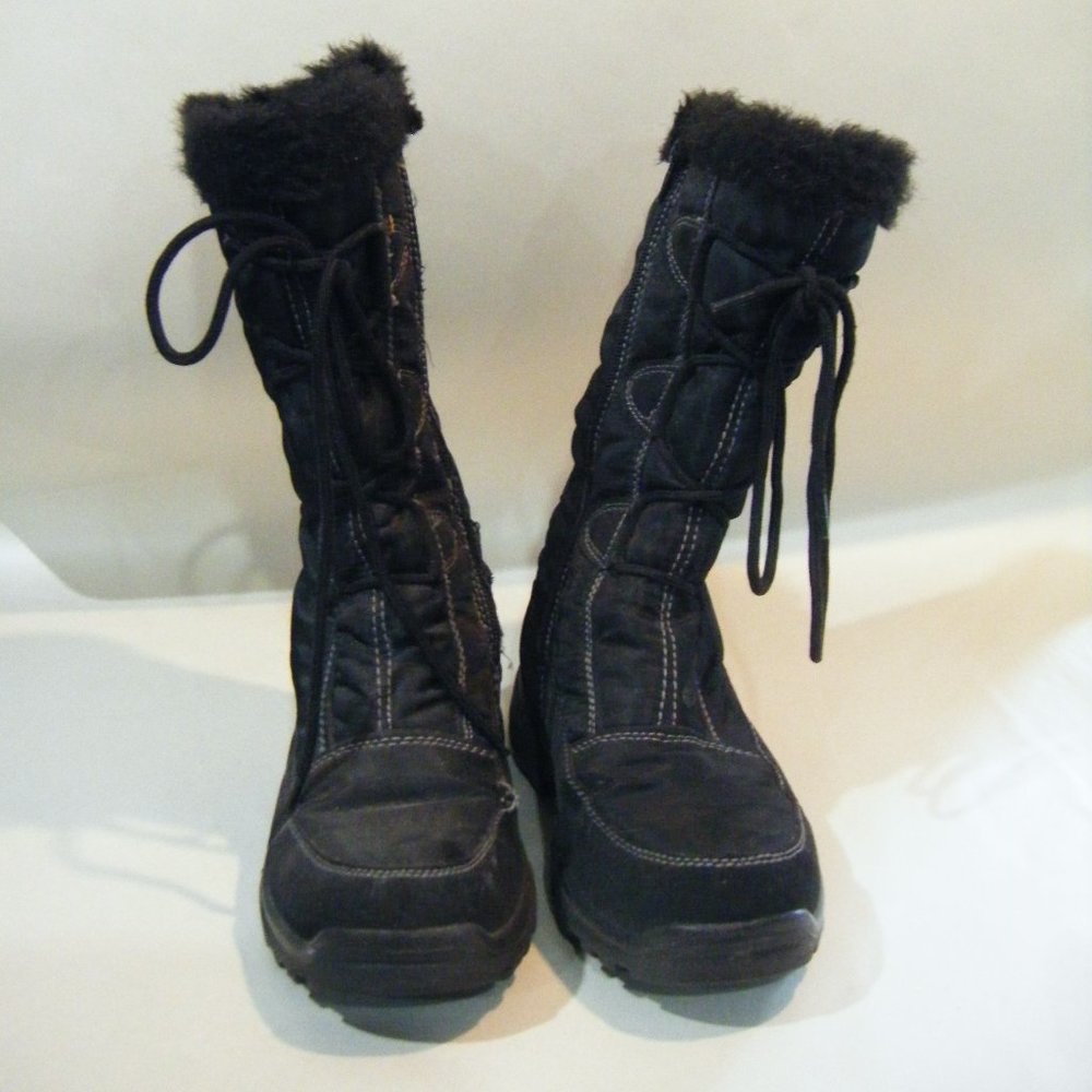 Ladies Winter Black Zip Boots Faux Fur